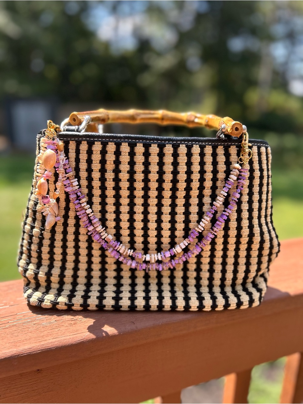 Handmade Purple and White Shell Bag Chain